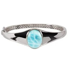 Sterling Silver Stand-Oval Larimar Bangle Bracelet