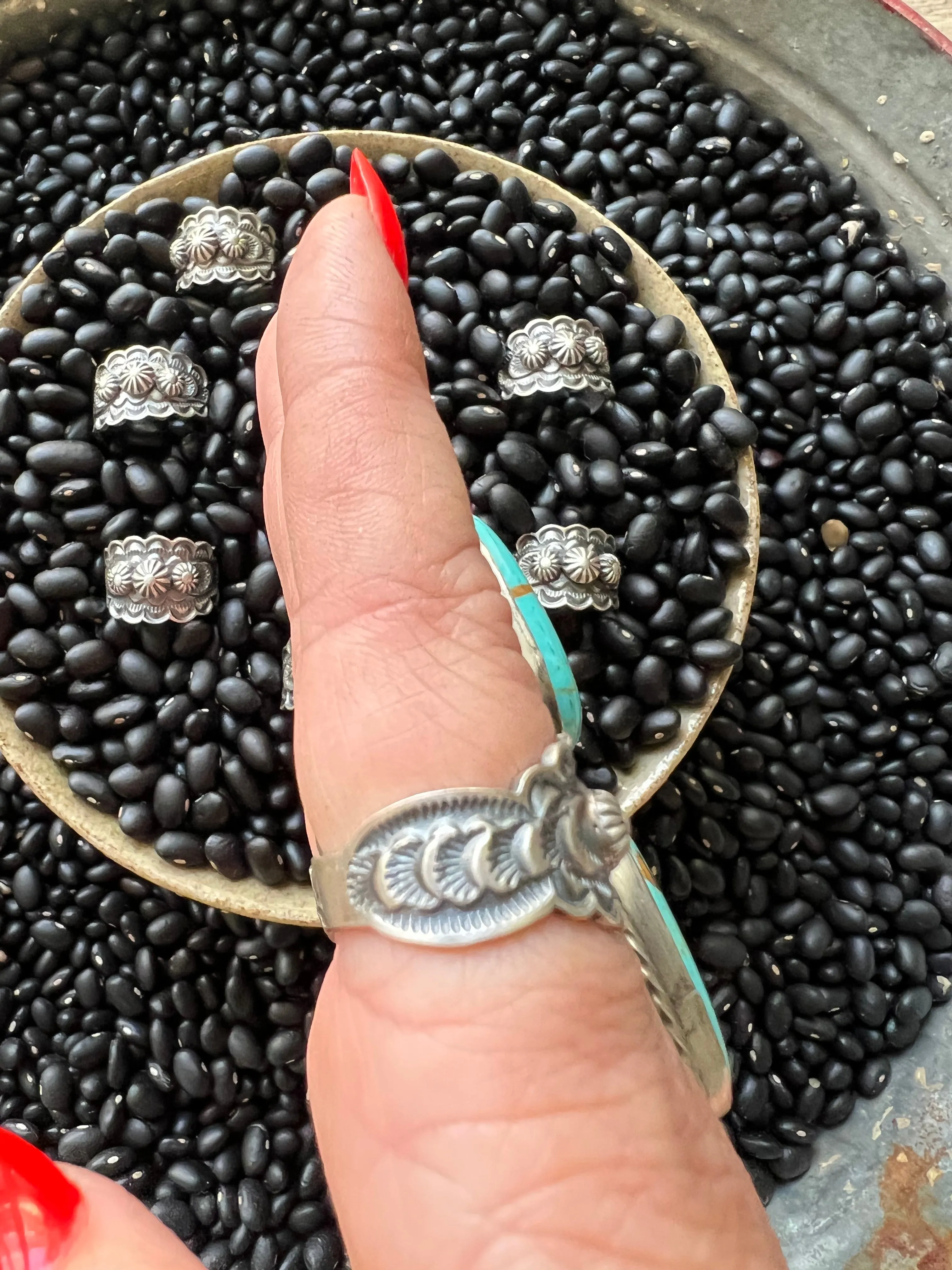 Sterling Silver Starburst Stamped Ring