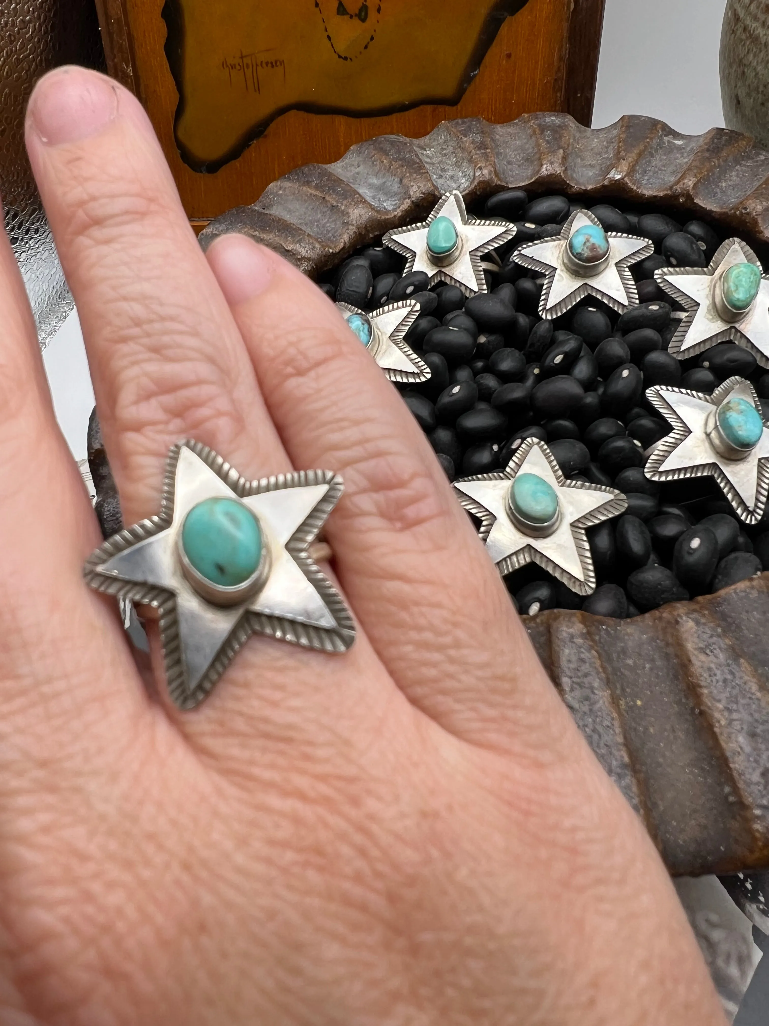 Sterling Silver Turquoise Star Rings