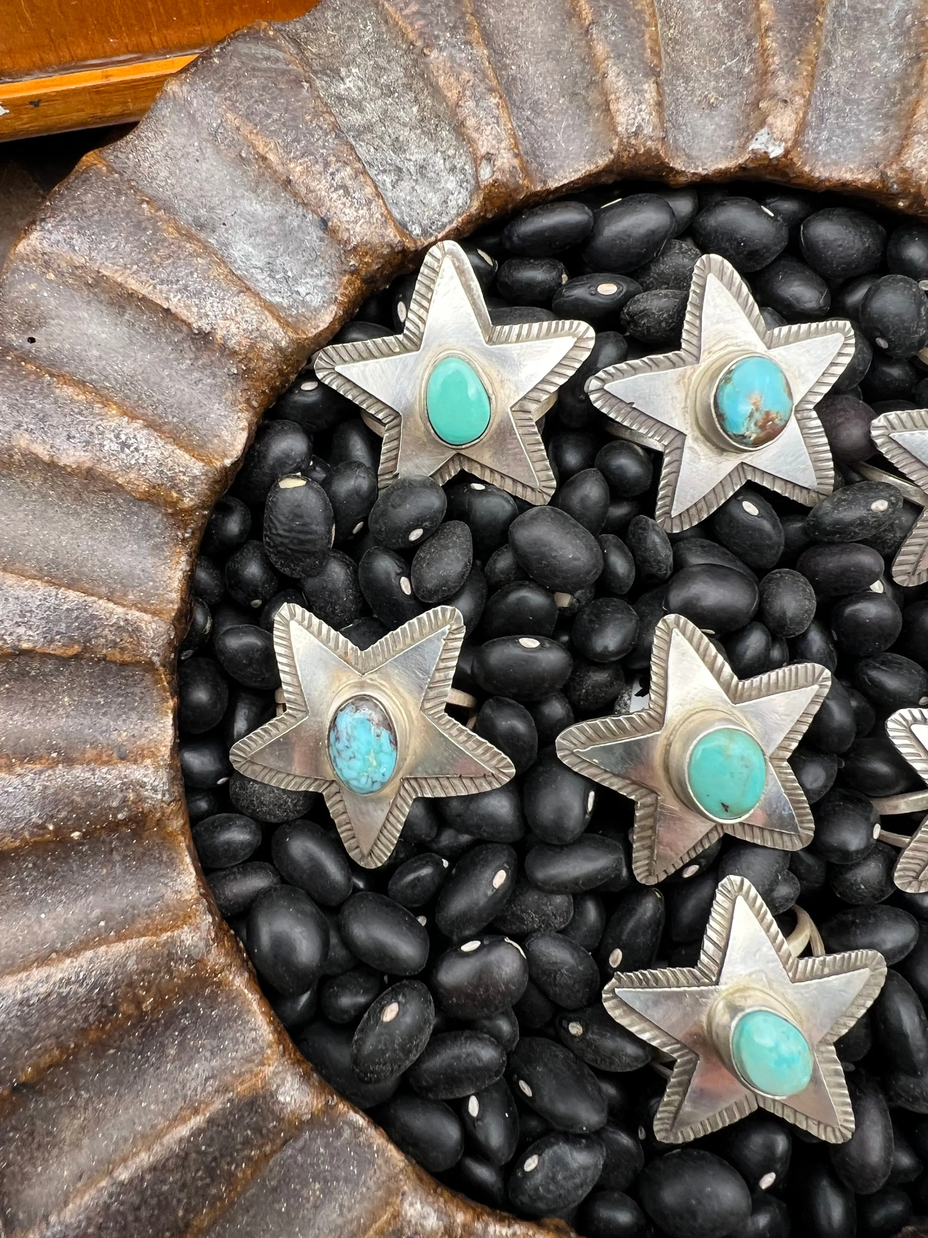 Sterling Silver Turquoise Star Rings