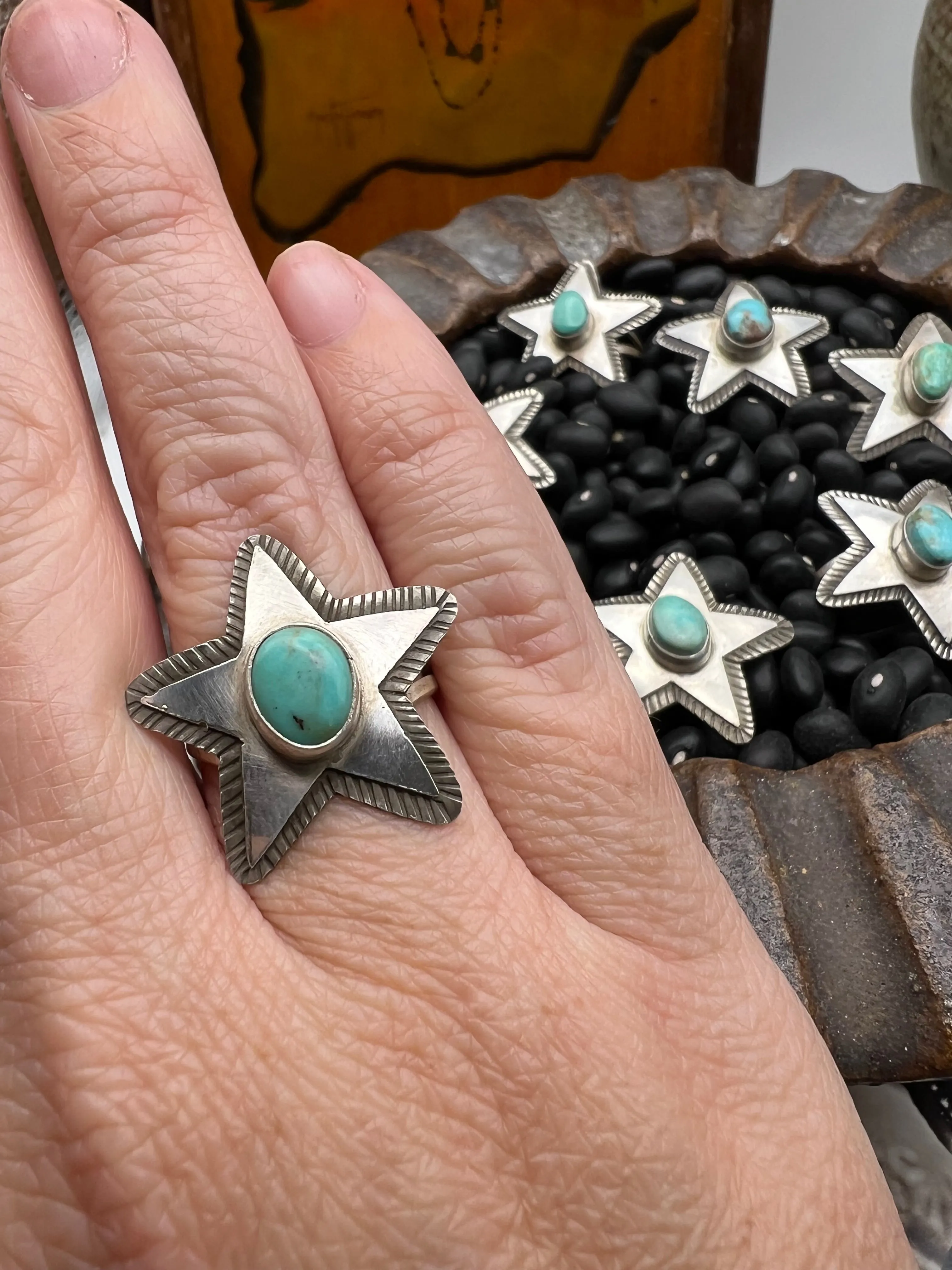 Sterling Silver Turquoise Star Rings