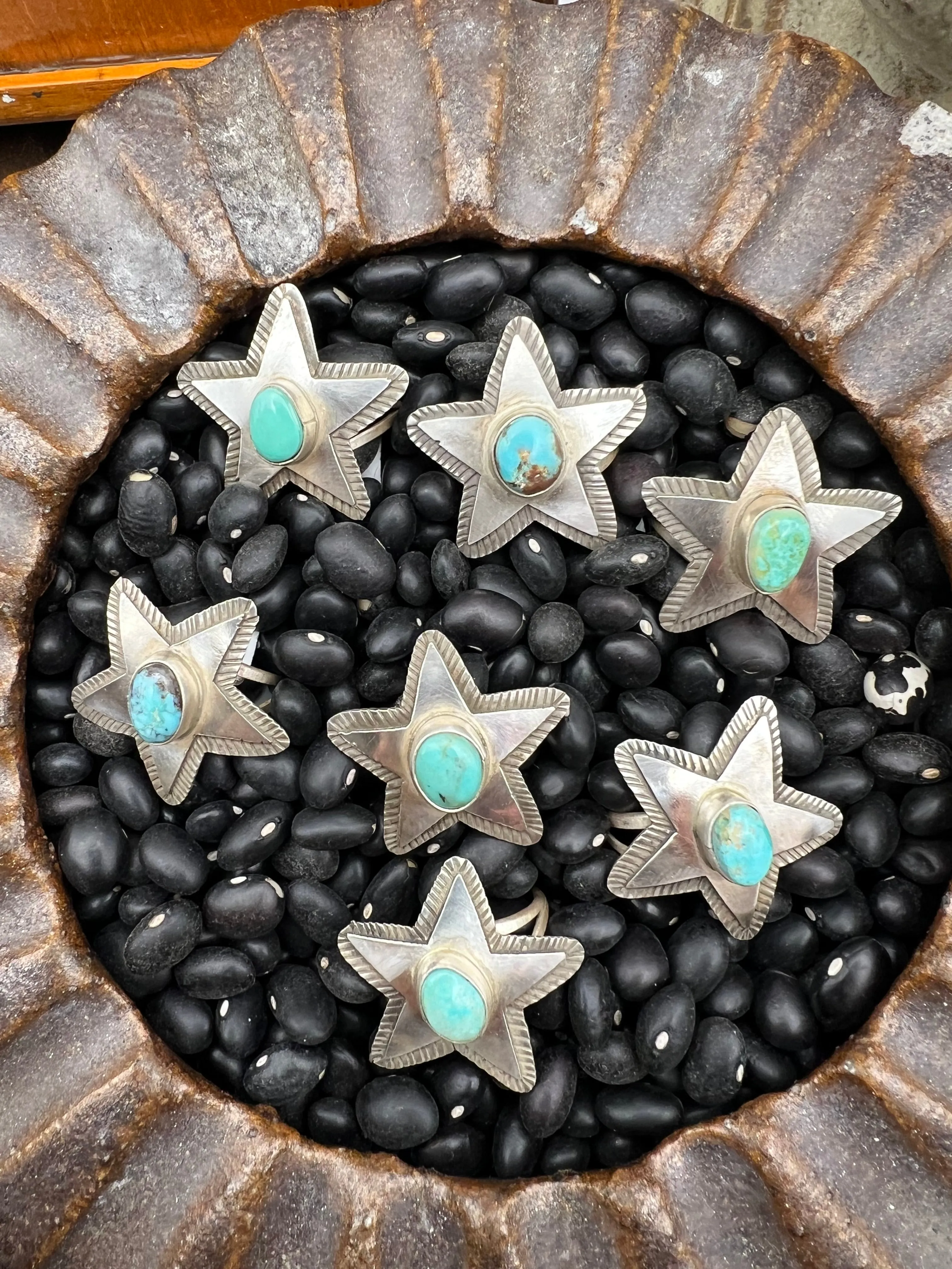 Sterling Silver Turquoise Star Rings