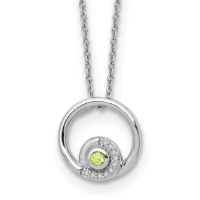 Sterling Silver White Ice Diamond and Peridot Necklace