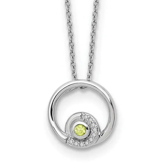 Sterling Silver White Ice Diamond and Peridot Necklace