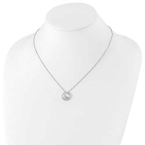 Sterling Silver White Ice Diamond and Peridot Necklace