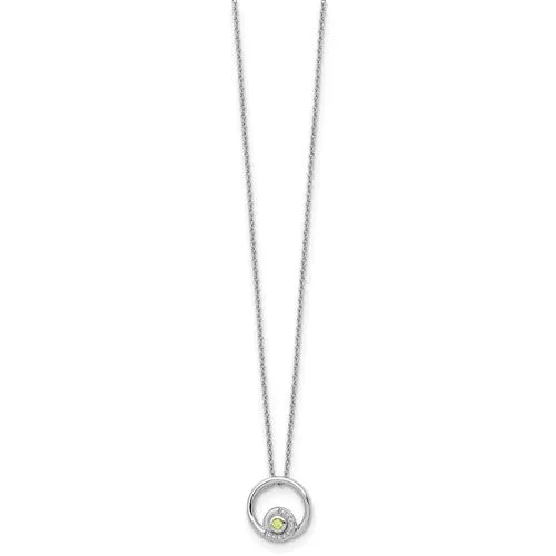 Sterling Silver White Ice Diamond and Peridot Necklace