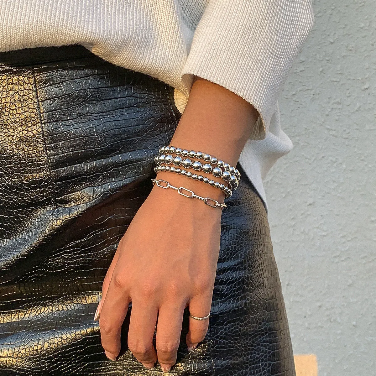 Street Shooting Personality Stacking Woven Beaded Bracelet Women