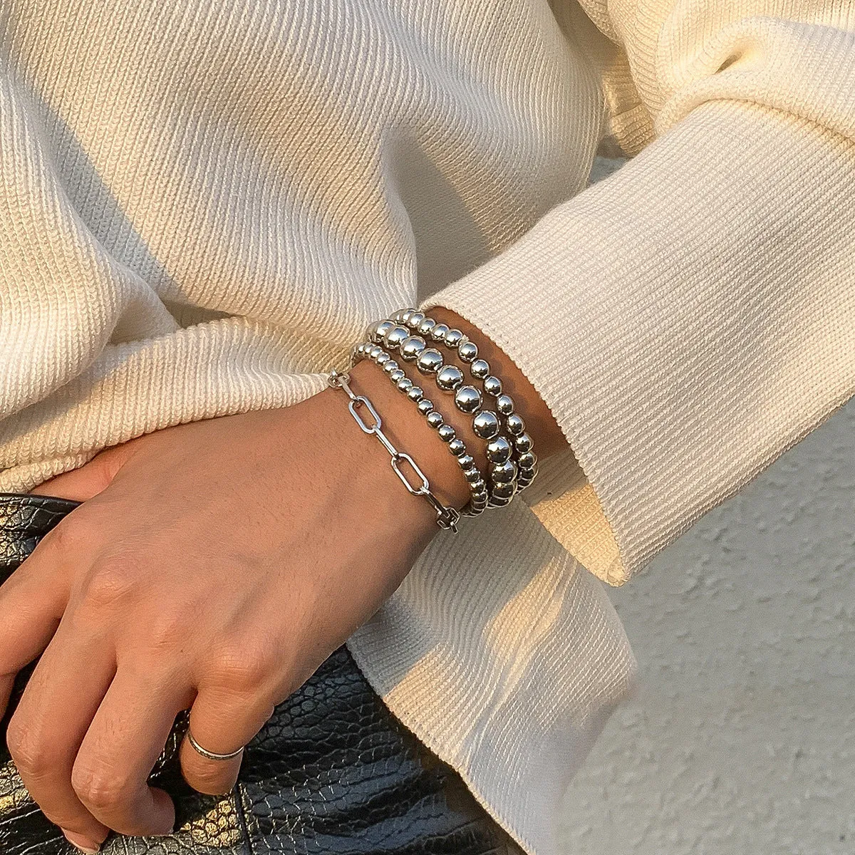 Street Shooting Personality Stacking Woven Beaded Bracelet Women
