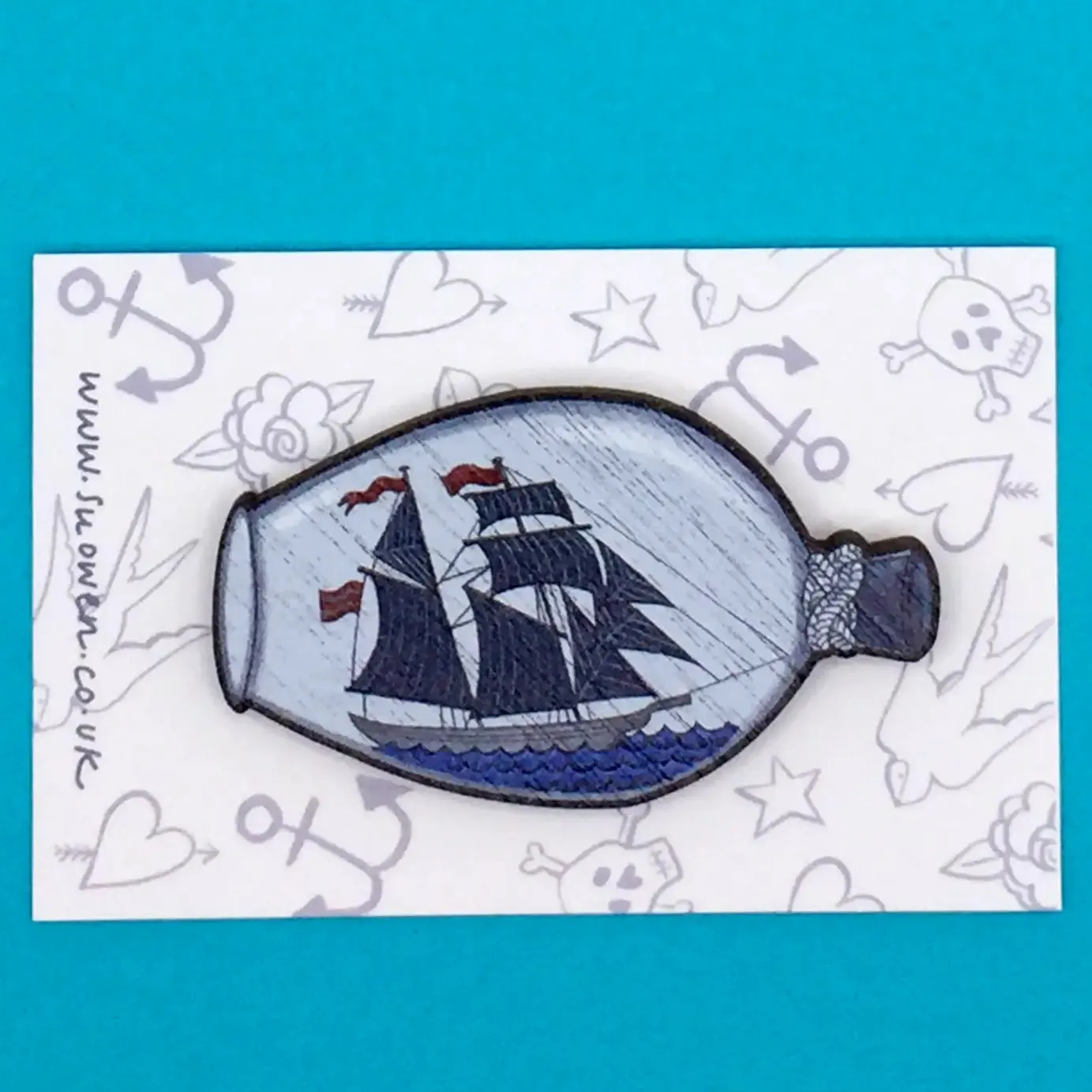 Su Owen Nautical Boat In Bottle Pin Brooch
