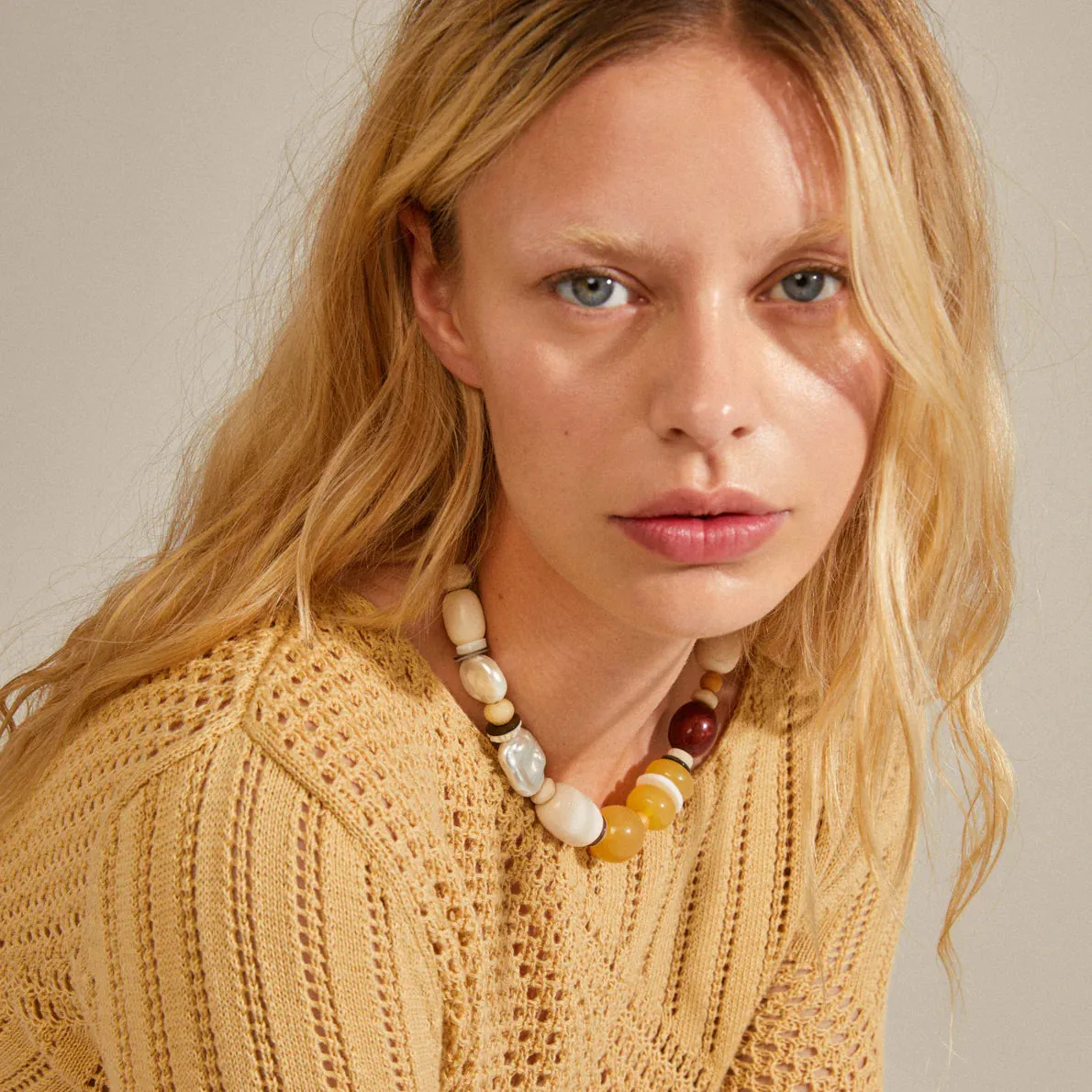 Sun Gold Plated Beaded Necklace