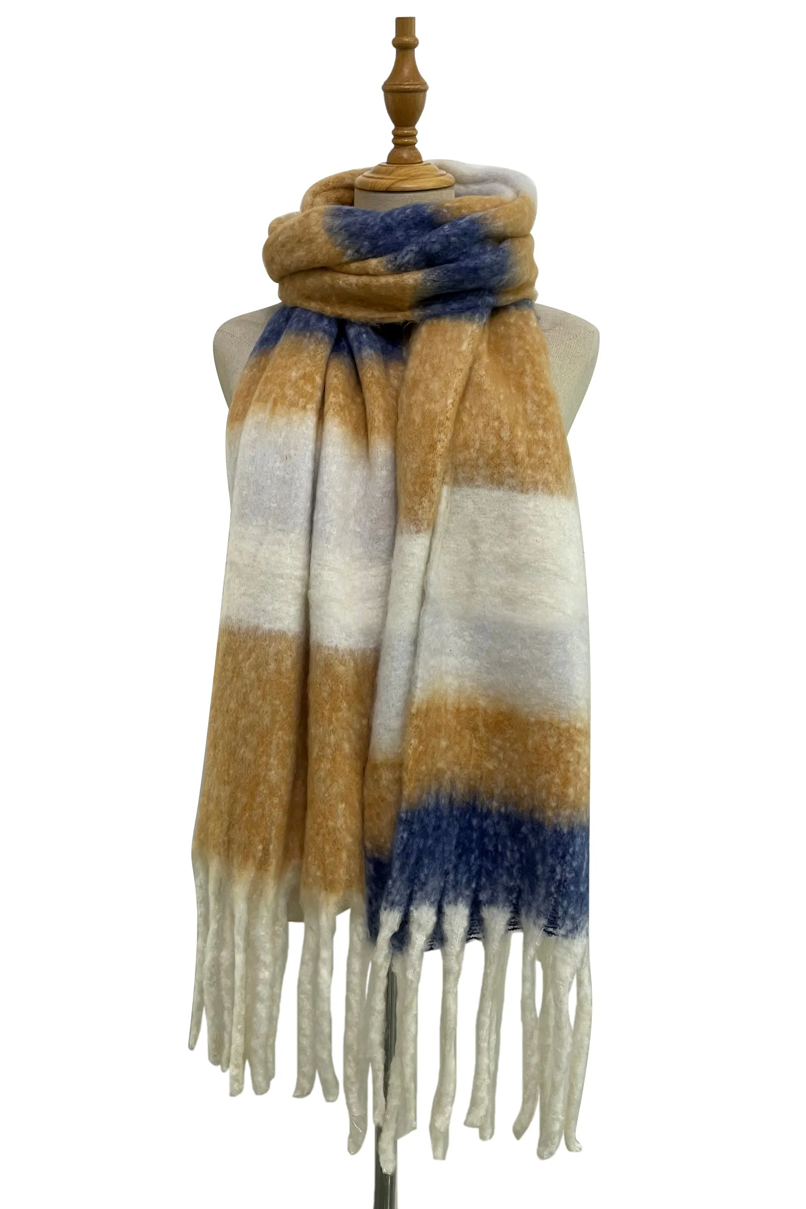 Super Cosy Stripe Blanket Tassel Scarf