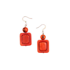 Tagua Women's Paulette Poppy Coral Earrings