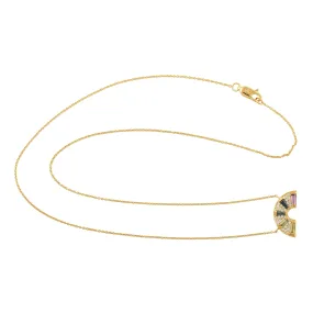 Tapered Sapphire Topaz Tourmaline pave Diamond In 18k Yellow Gold Chain Designer Necklace