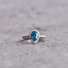 Teardrop Delight - Blue Topaz Ring