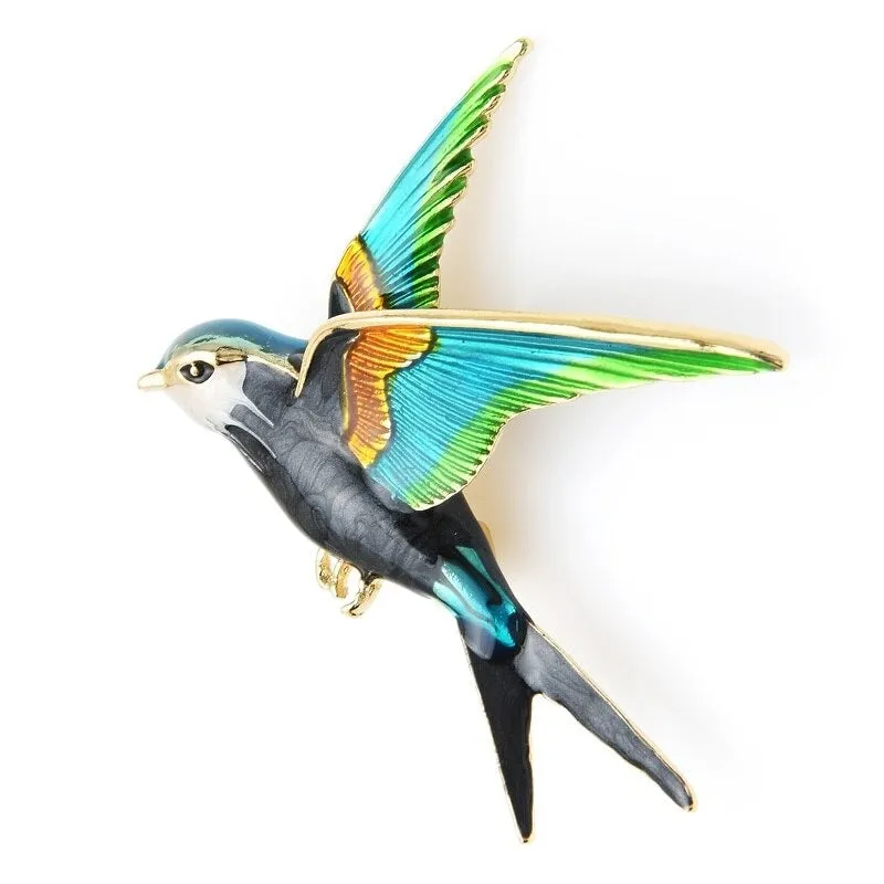 TEEK - Enamel Flying Swallow Brooch