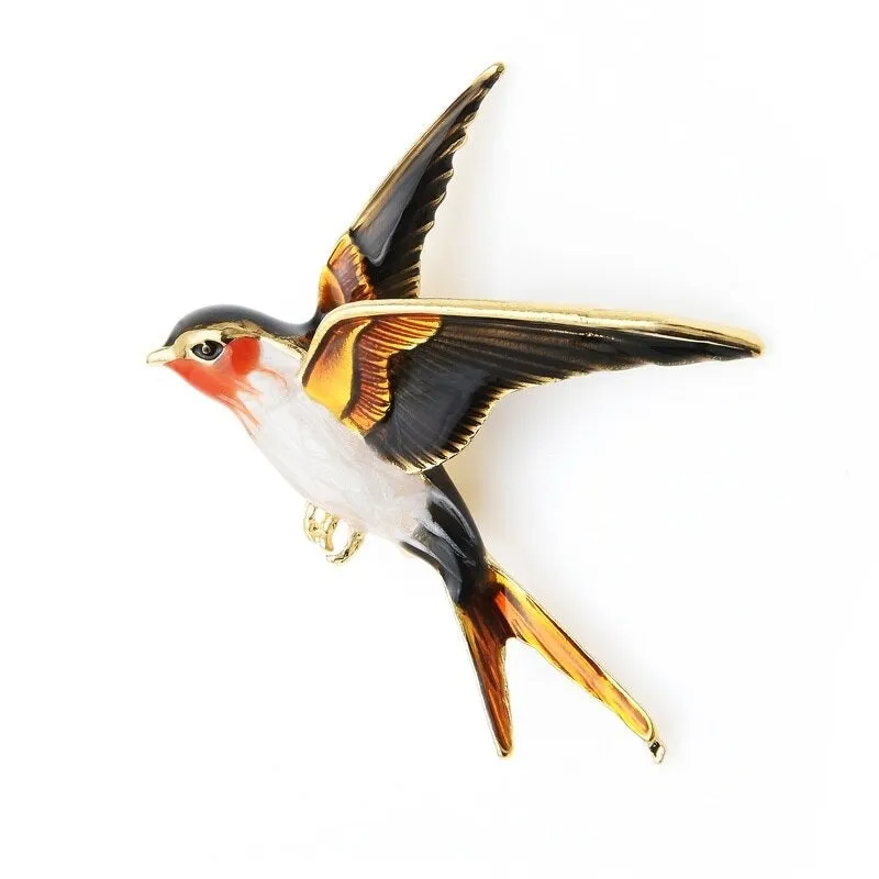 TEEK - Enamel Flying Swallow Brooch