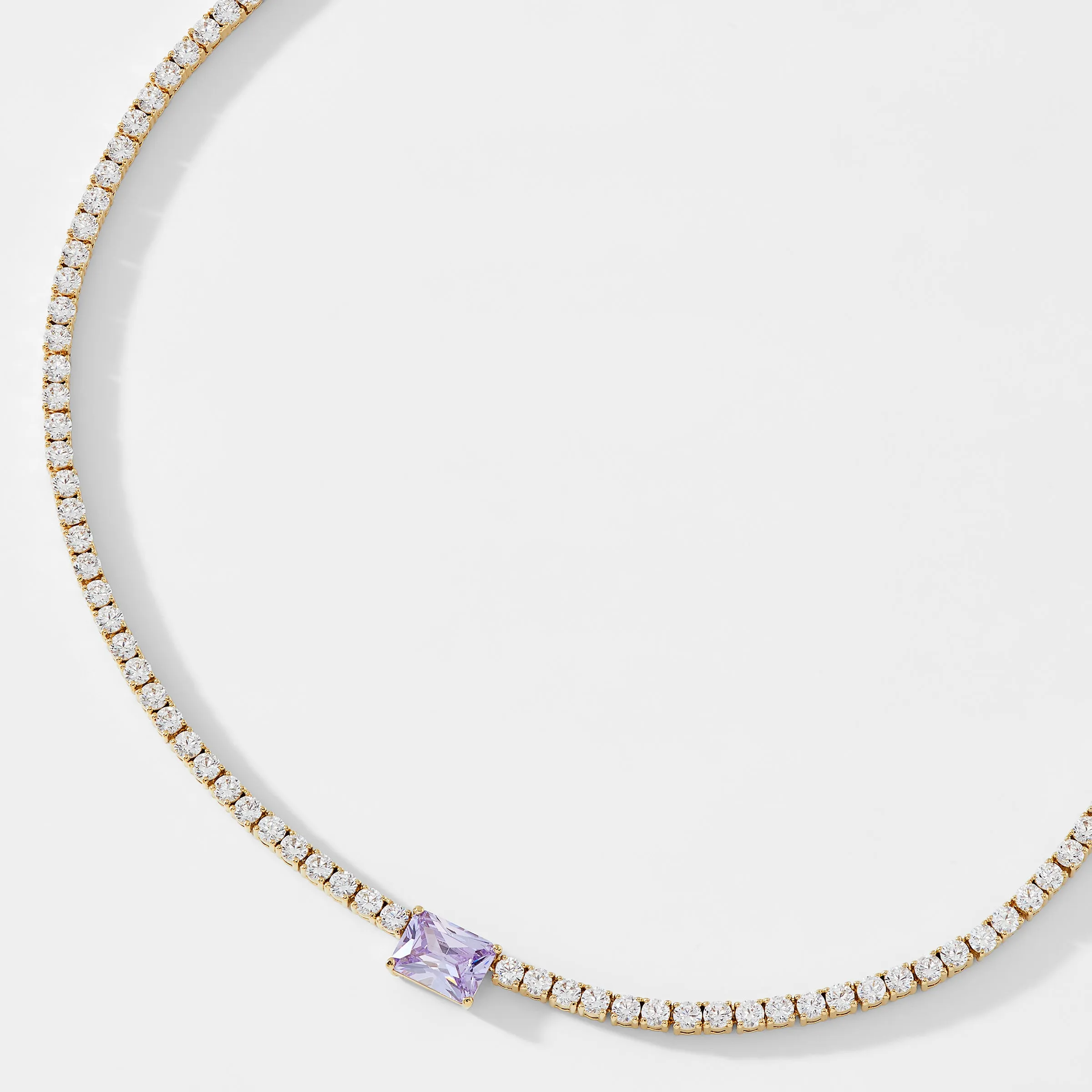 TENNIS ANYONE LAVENDER EMERALD CUT CZ TENNIS NECKLACE
