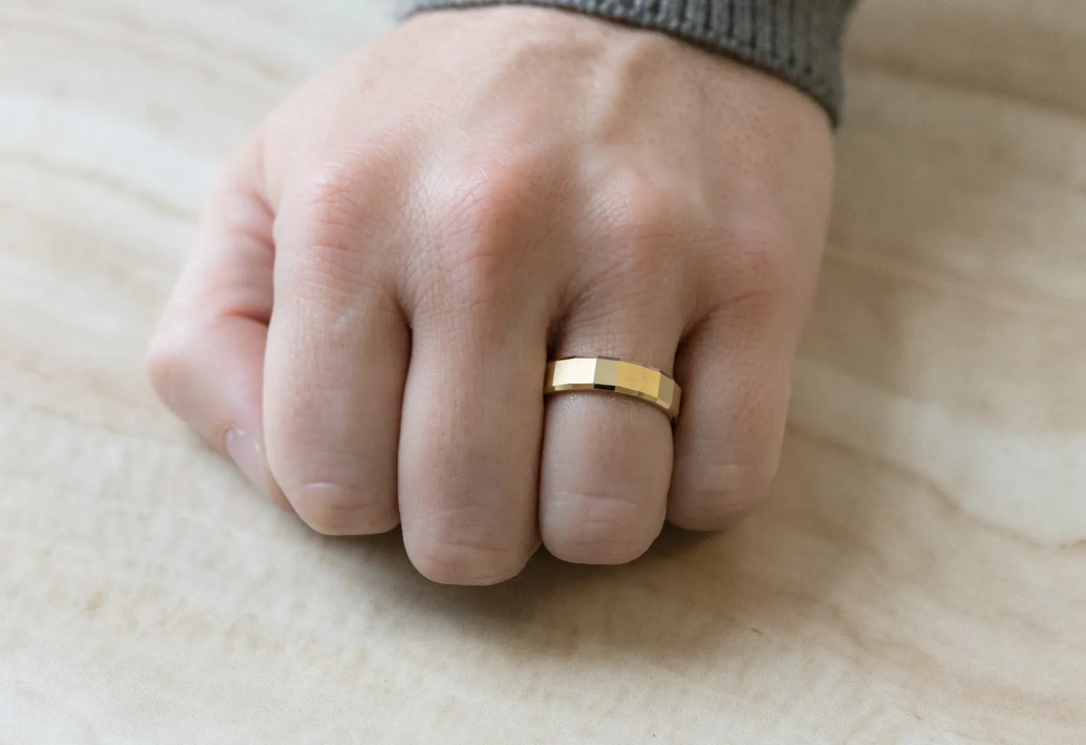 The Faceted Gold Wedding Band
