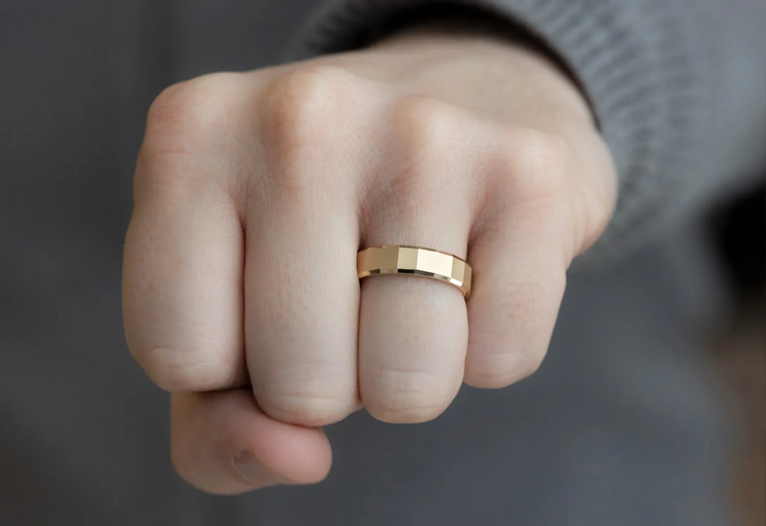 The Faceted Gold Wedding Band