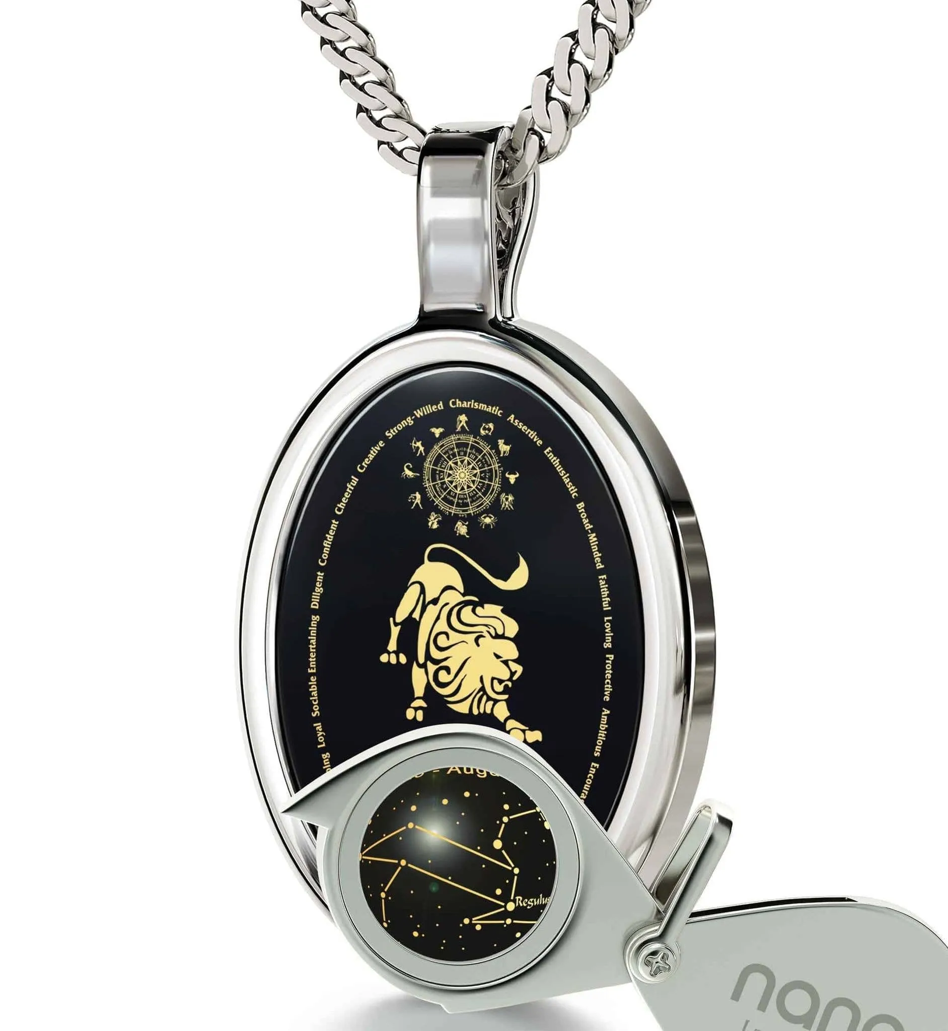 The World of Leo, 925 Sterling Silver Necklace, Onyx