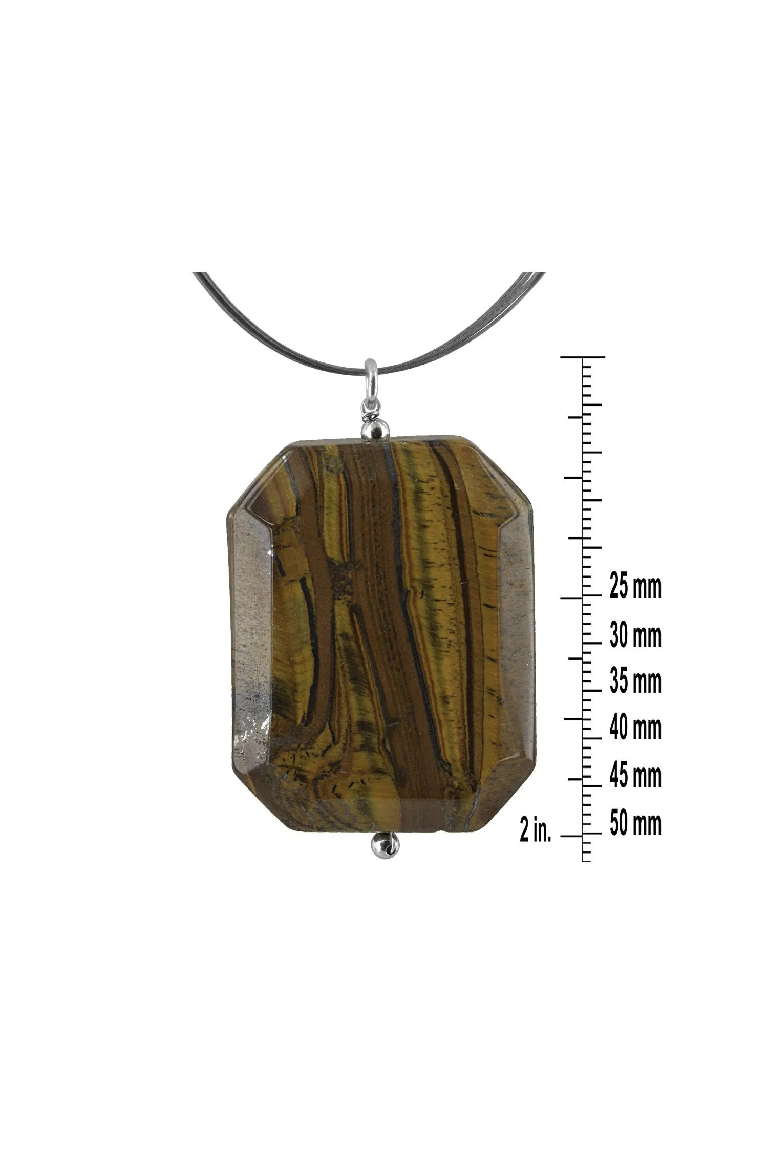Tigers Eye Rectangular Large Gemstone Necklace