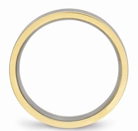 Titanium Polished Yellow IP Grooved Comfort Back Ring