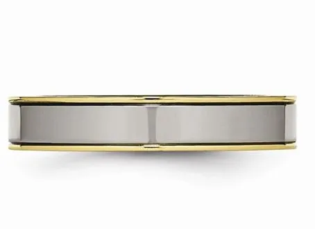 Titanium Polished Yellow IP Grooved Comfort Back Ring
