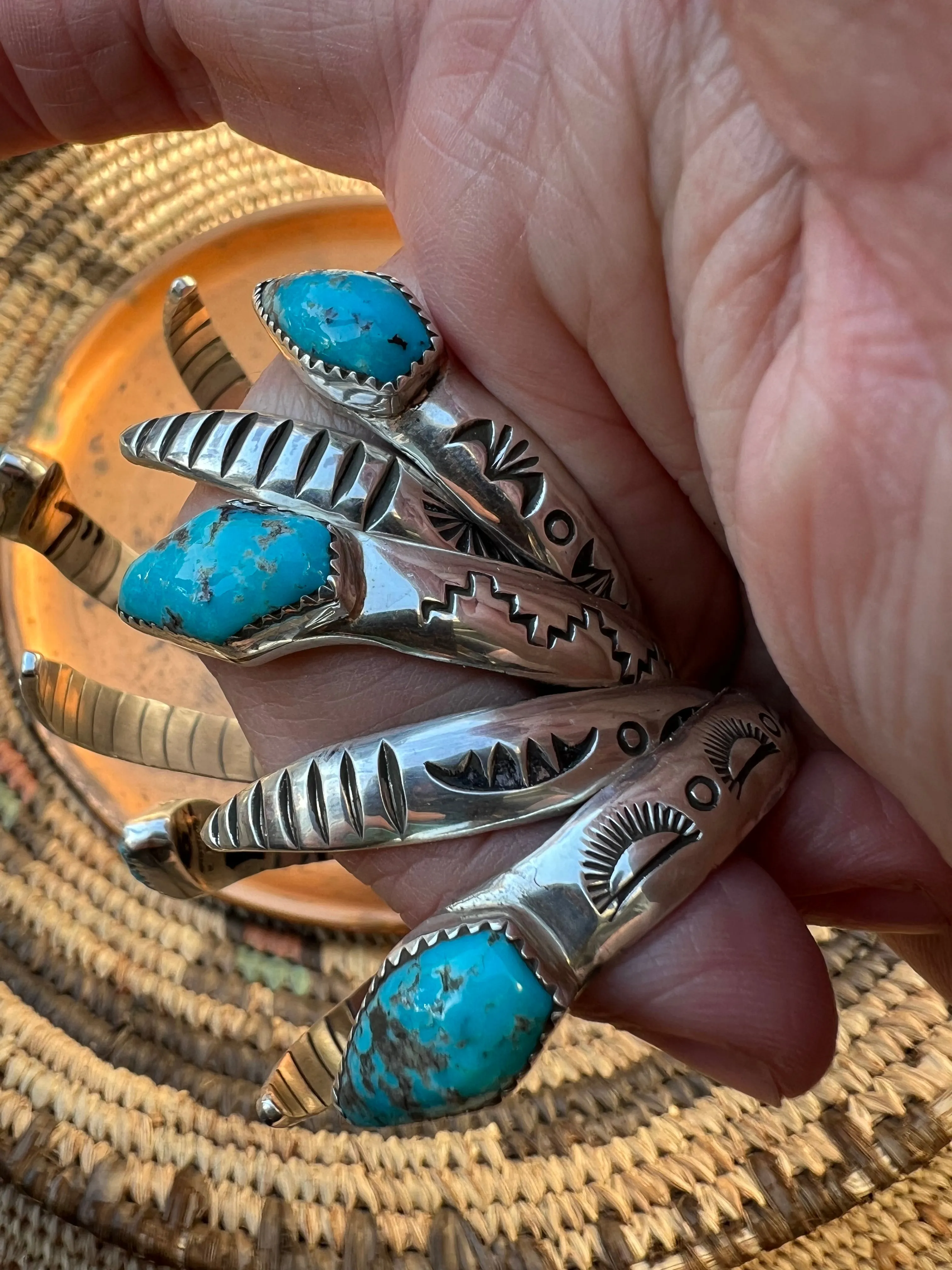 Turquoise Snake Head Stacker Cuff