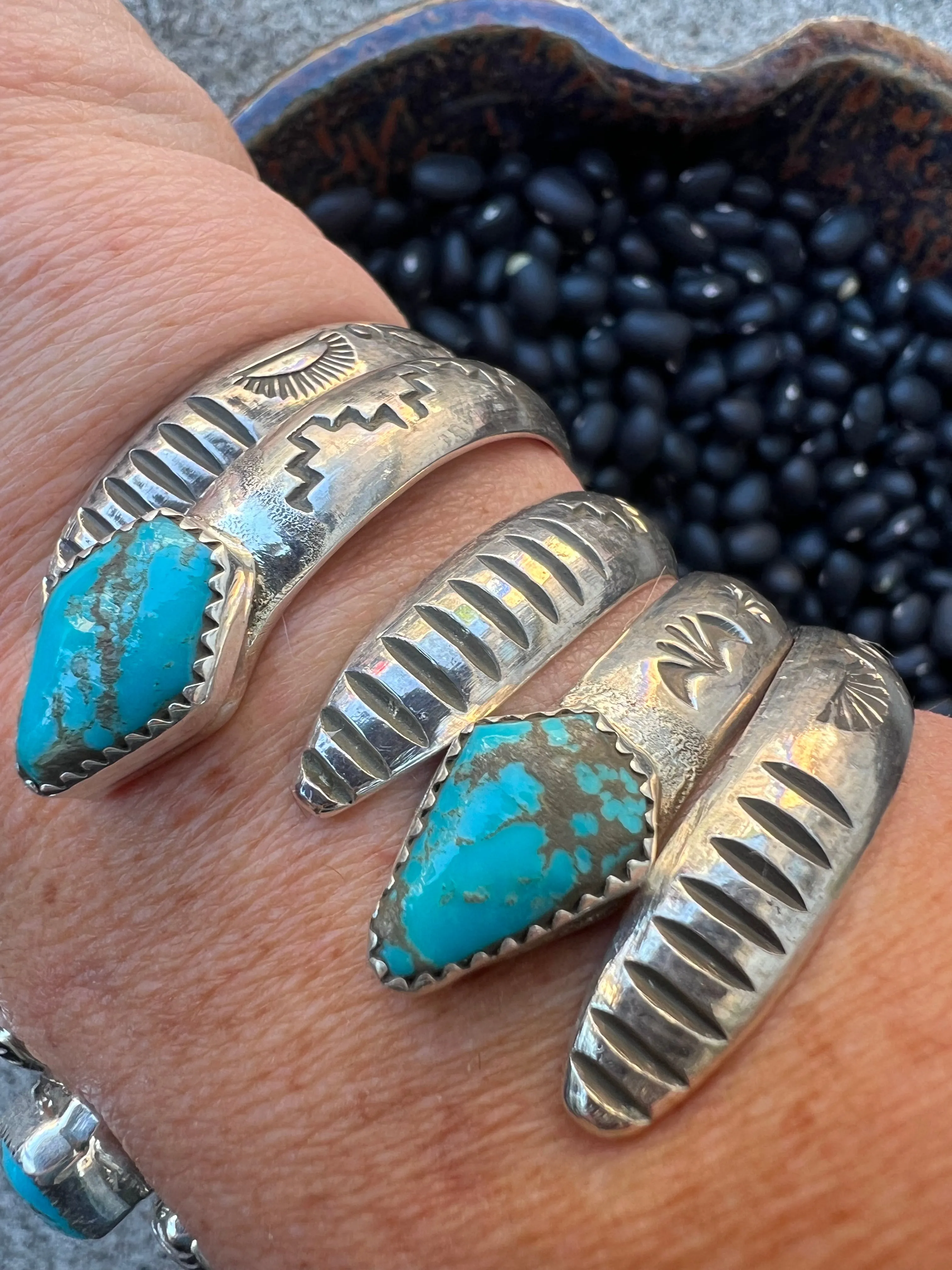 Turquoise Snake Head Stacker Cuff