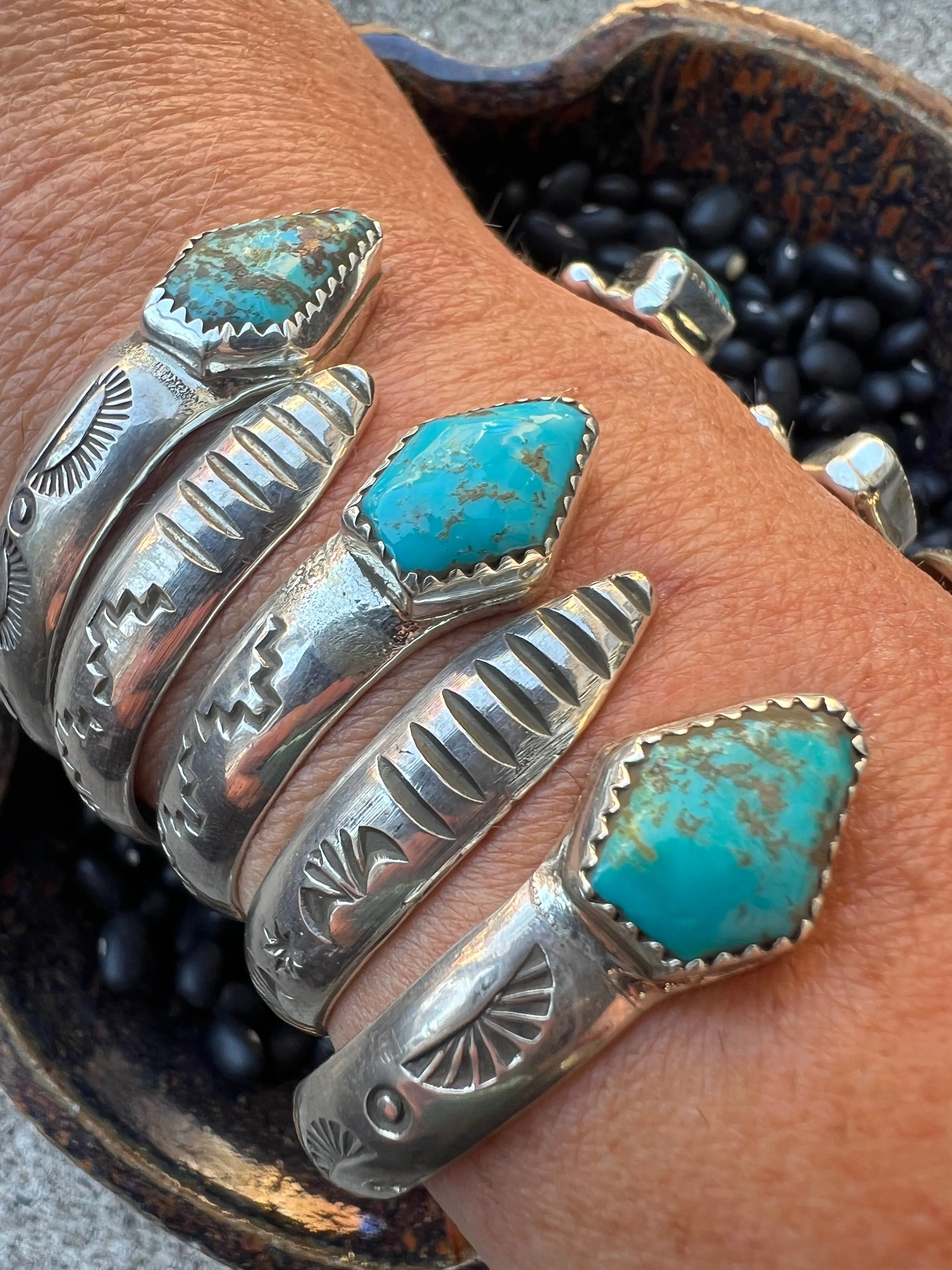 Turquoise Snake Head Stacker Cuff