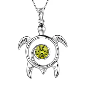 Turtle Birthstone August Peridot Necklace Pendant Women Girls Jewelry Birthday Gift