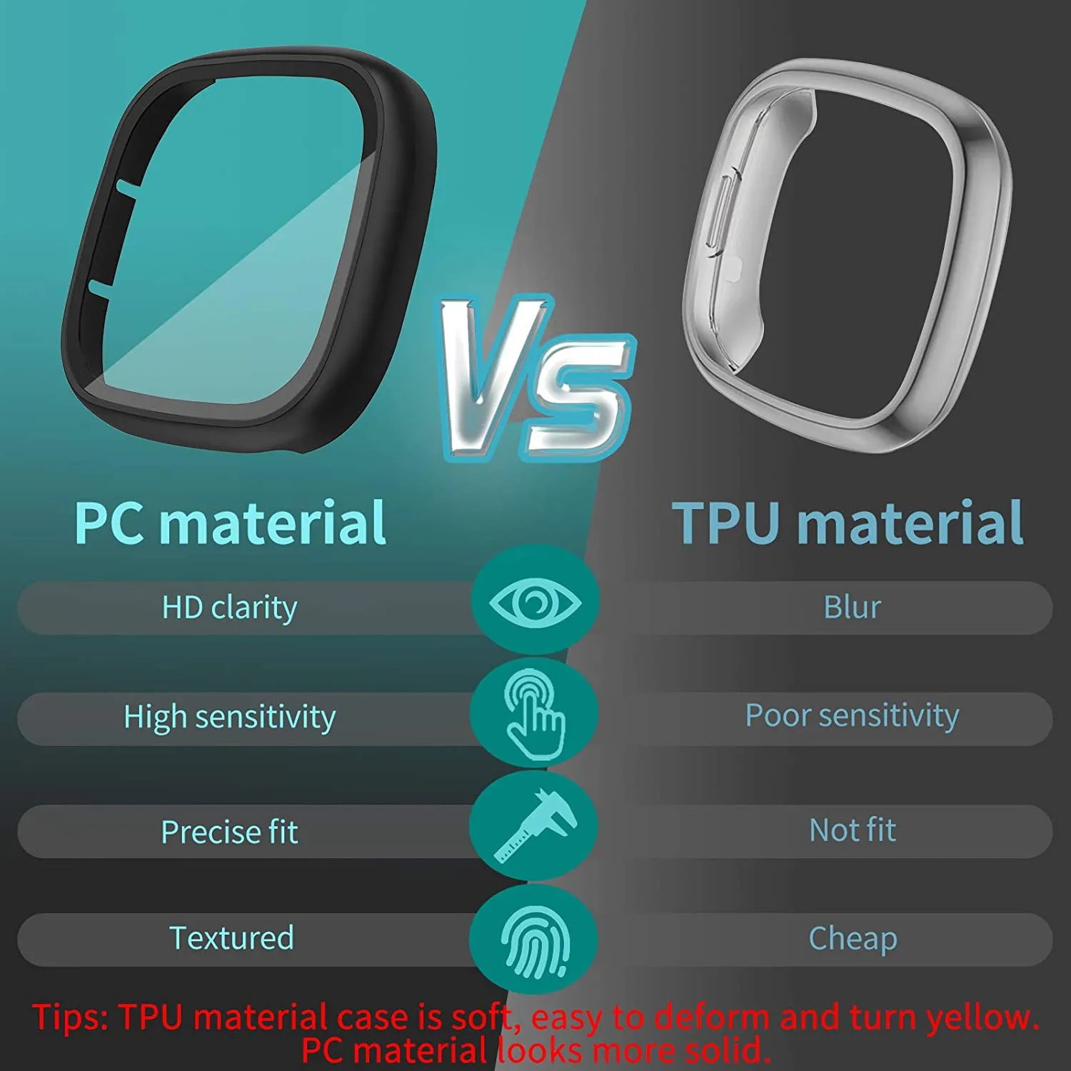 Ultra-Thin Glass Screen Protector Compatible With Fitbit Versa 3/Sense Soft Protective Case All-Around Full Cover Bumper Shell
