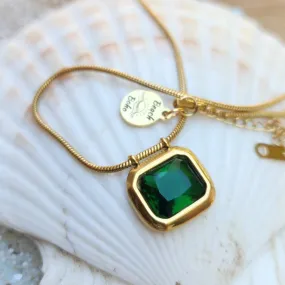 VERTE & CLEAR - EMERALD / CRYSTAL CZ SNAKE CHAIN NECKLACE