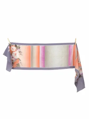Vintage 70s Mod Hippie Bohemian Pastel Floral & Striped Abstract Print Long Wide Polyester Neck Tie Scarf