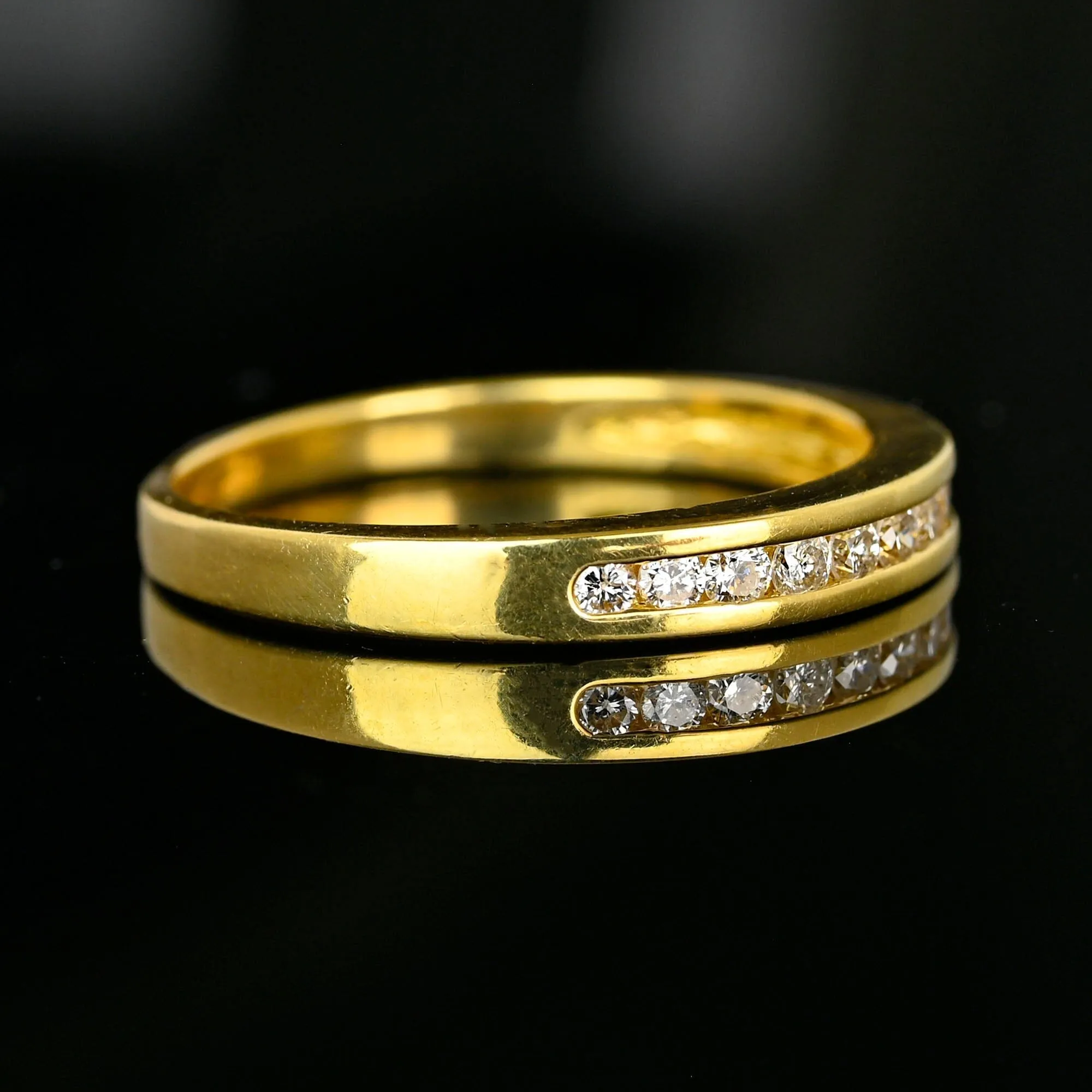 Vintage Half Eternity 14K Gold Diamond Wedding Ring Band