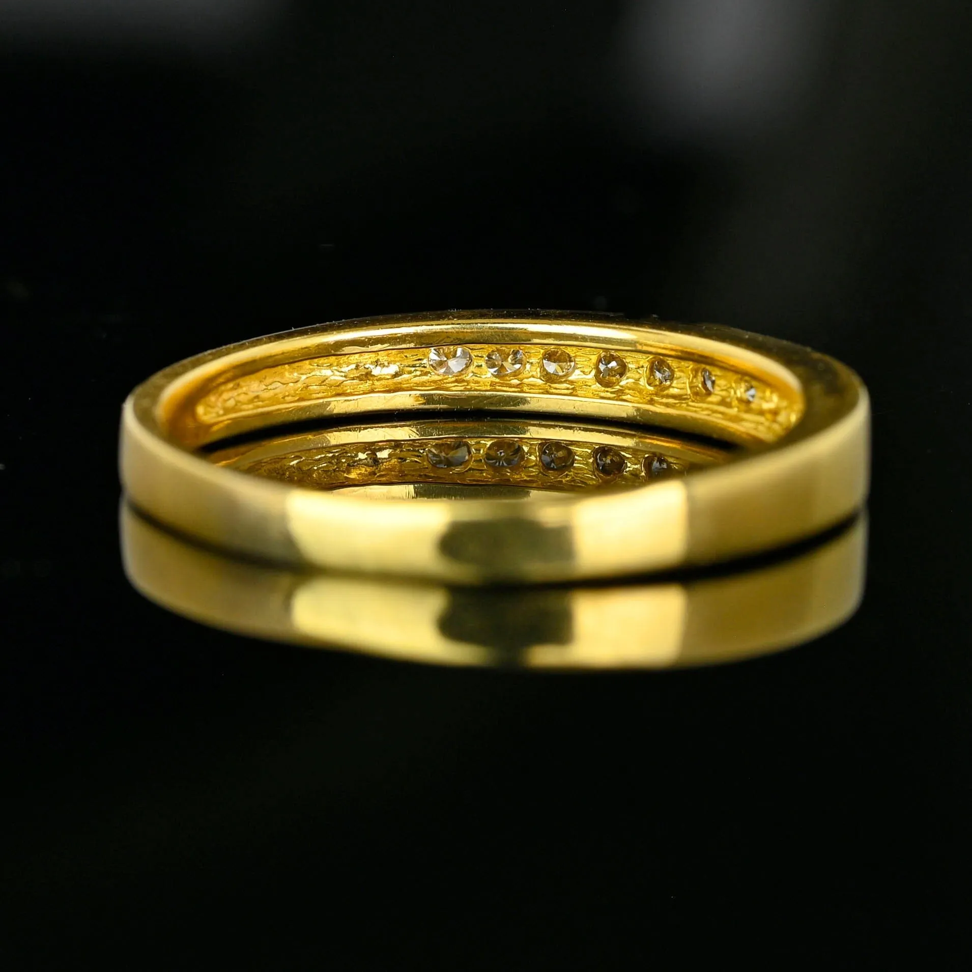 Vintage Half Eternity 14K Gold Diamond Wedding Ring Band