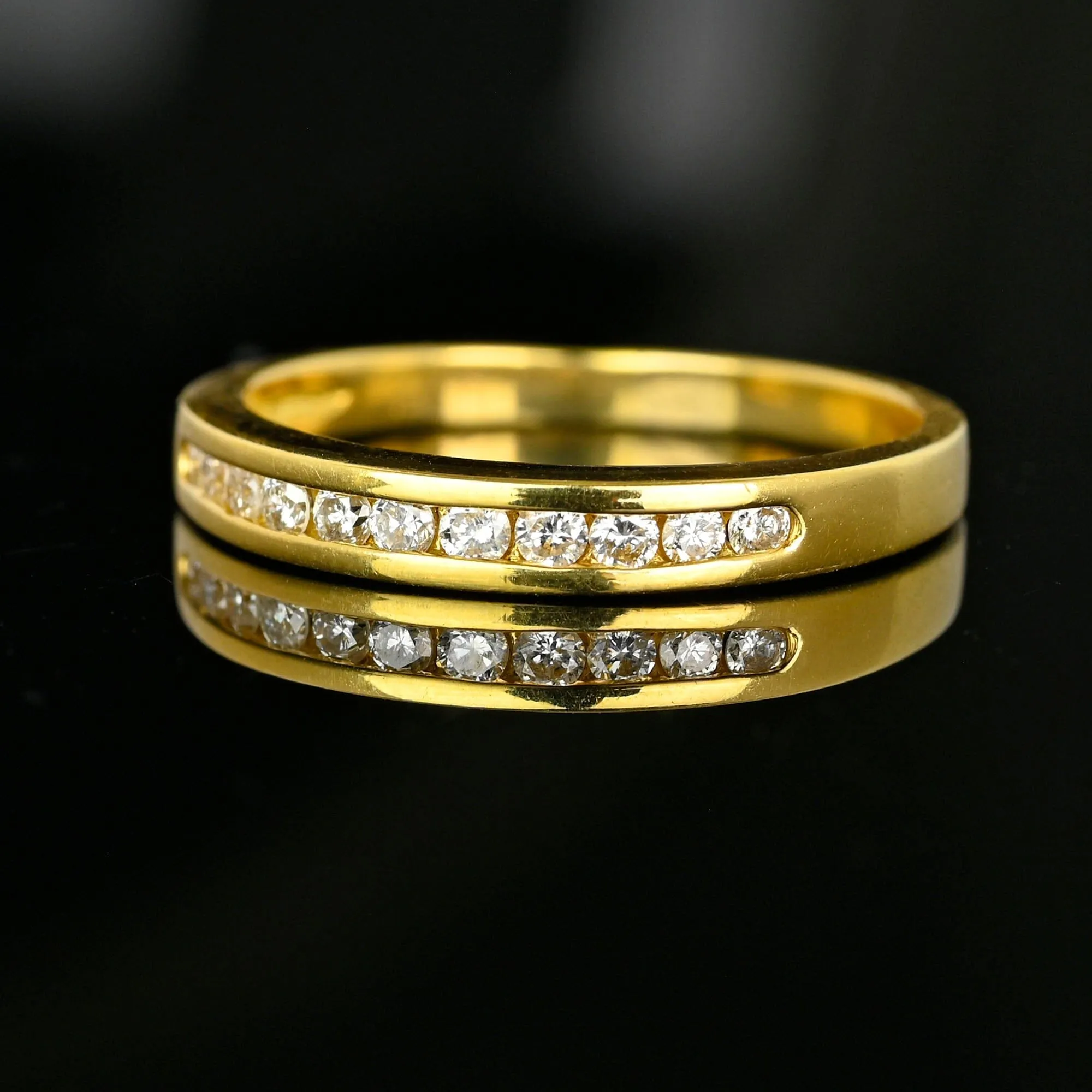 Vintage Half Eternity 14K Gold Diamond Wedding Ring Band