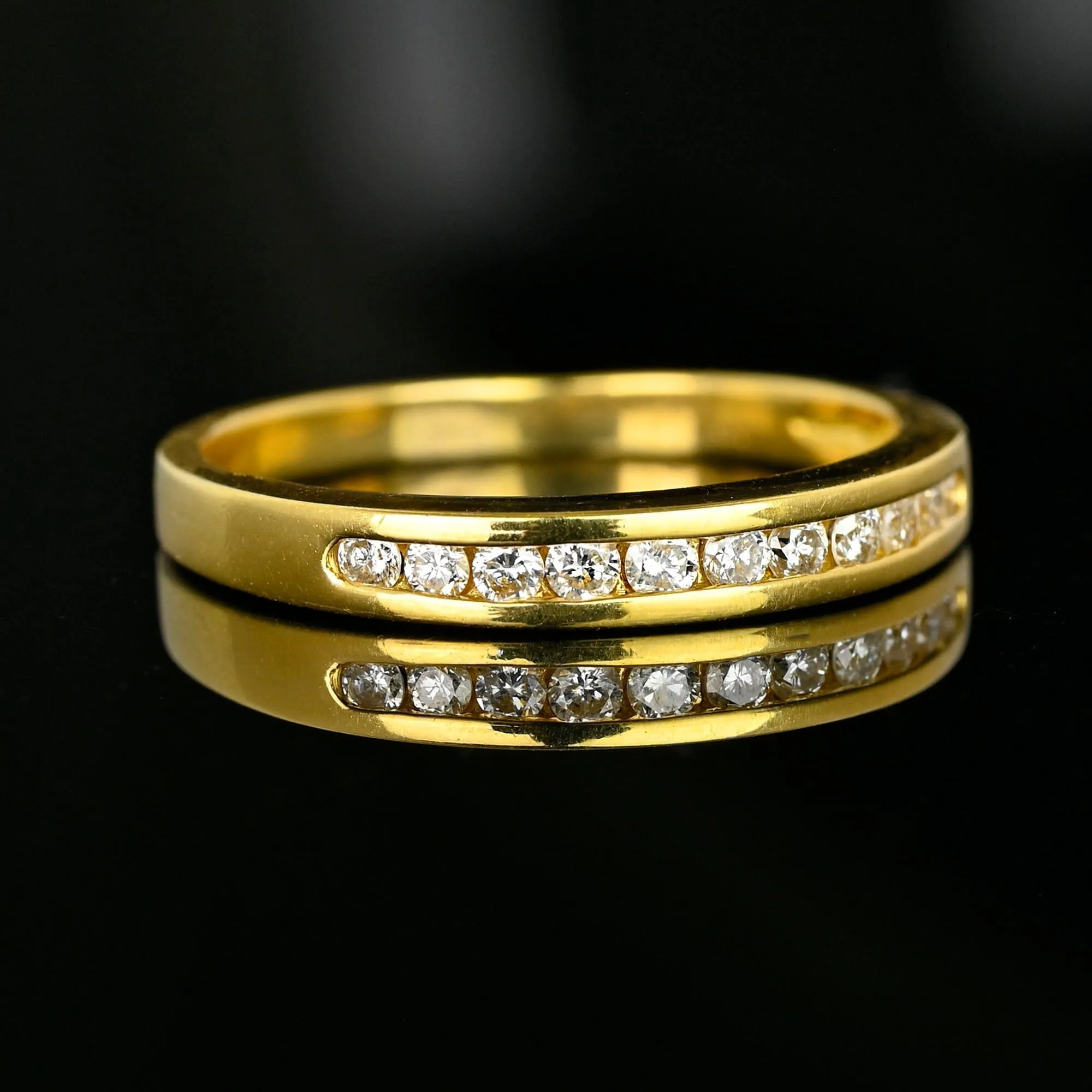 Vintage Half Eternity 14K Gold Diamond Wedding Ring Band