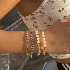 Vintage  Pearl Wheat Ear Stitching Bracelet