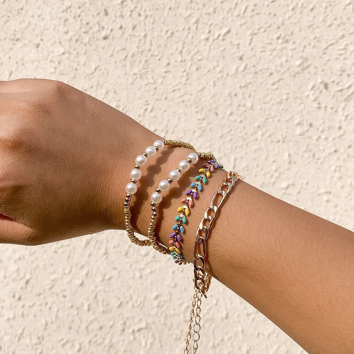 Vintage  Pearl Wheat Ear Stitching Bracelet