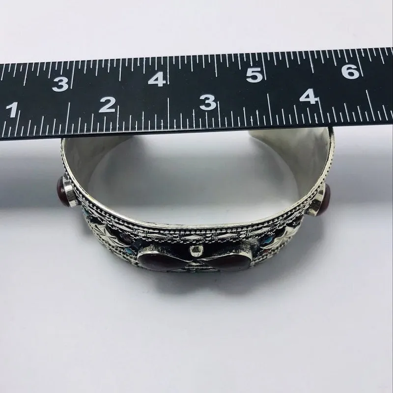 Vintage Tribal Boho Cuff inlaid With Brown Stones