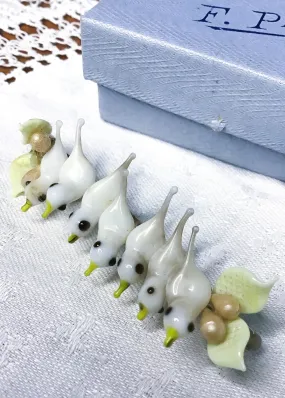 Vintage Venetion Murano Glass Love Birds Brooch