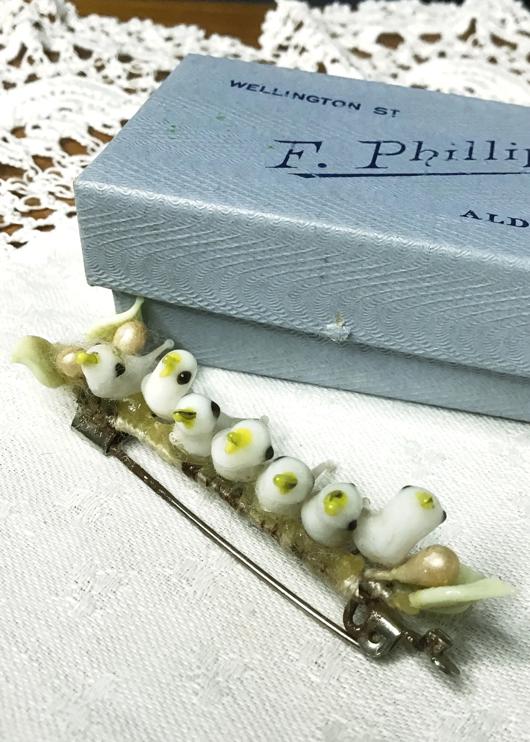 Vintage Venetion Murano Glass Love Birds Brooch