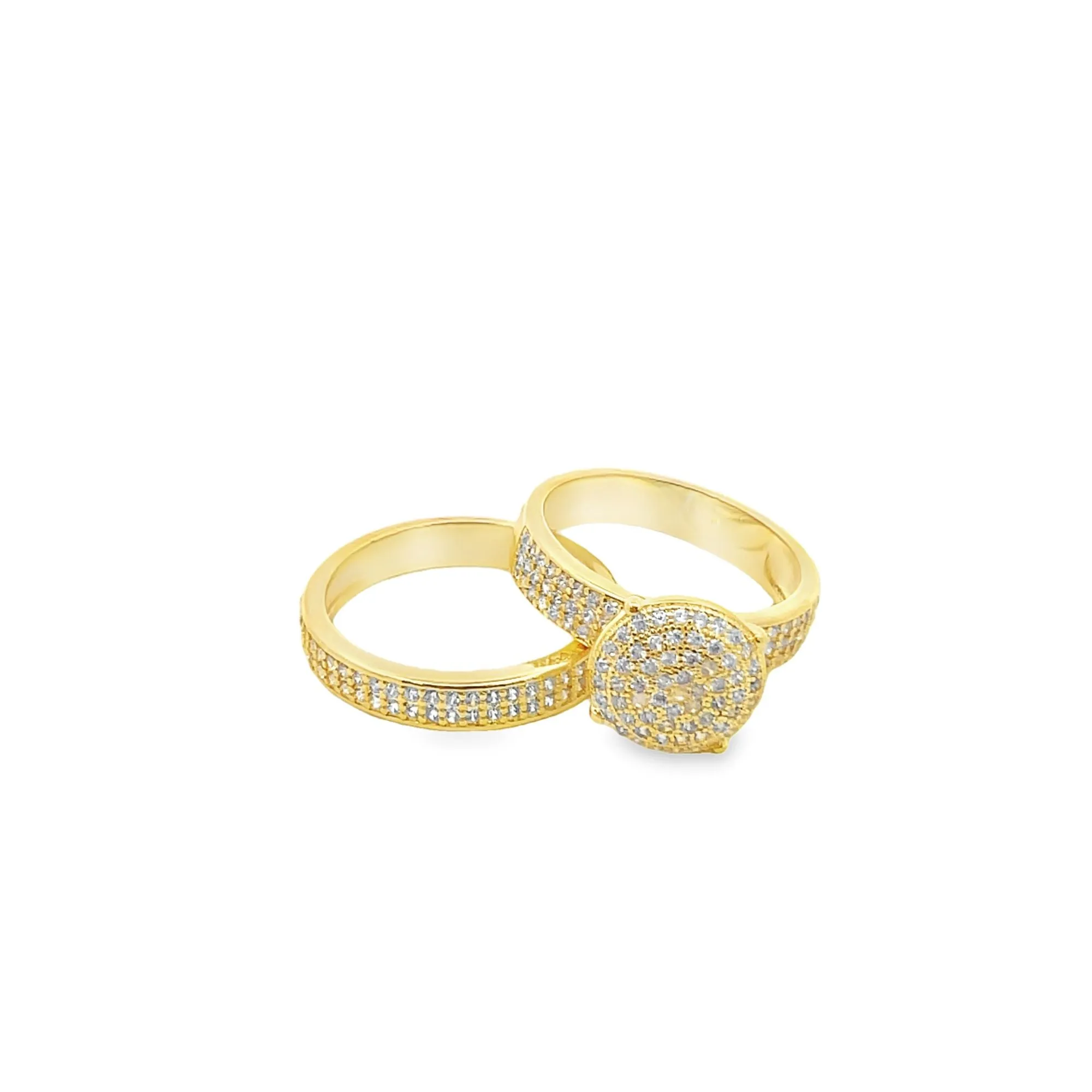 Wedding Thick Band and Engagement Ring Set