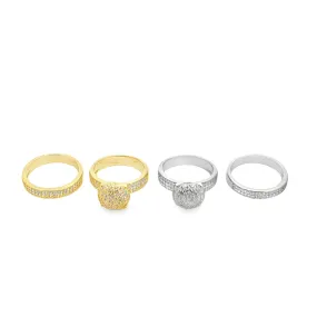 Wedding Thick Band and Engagement Ring Set