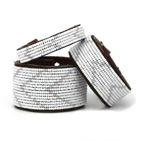 White and Gray Chevron Cuff