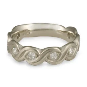 Wide Tides with Diamonds Wedding Ring in Palladium