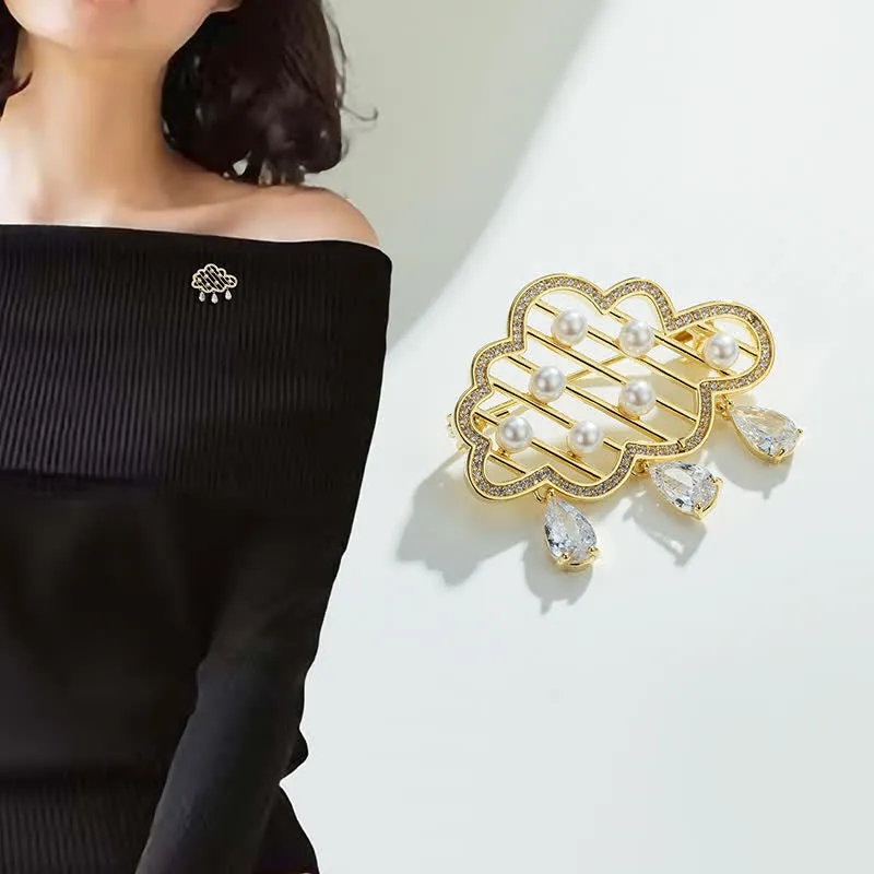 Women's Raining Cloud Pearl Brooch